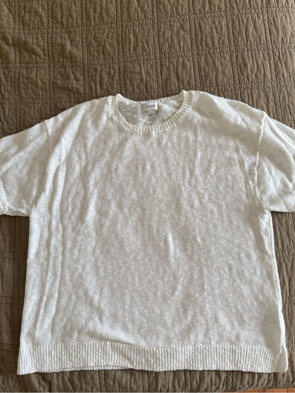 Soft White Short-Sleeve Knit Top